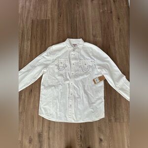 True Religion Men's White Button-Up Shirt size XL